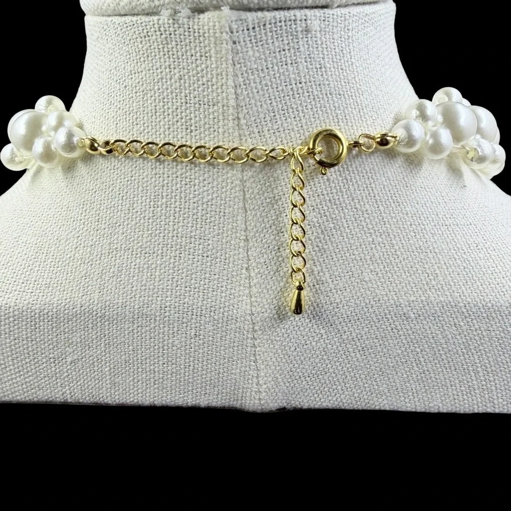 Vintage Faux Pearl Bubble Necklace Gothic Coquette Princess Statement Goth Royal